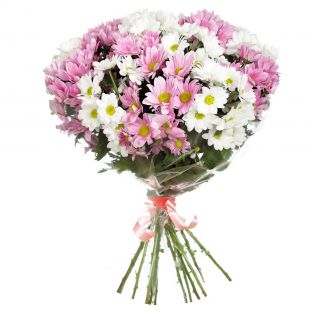 Букет из белых и розовых хризантем - купить с доставкой в Астрахани